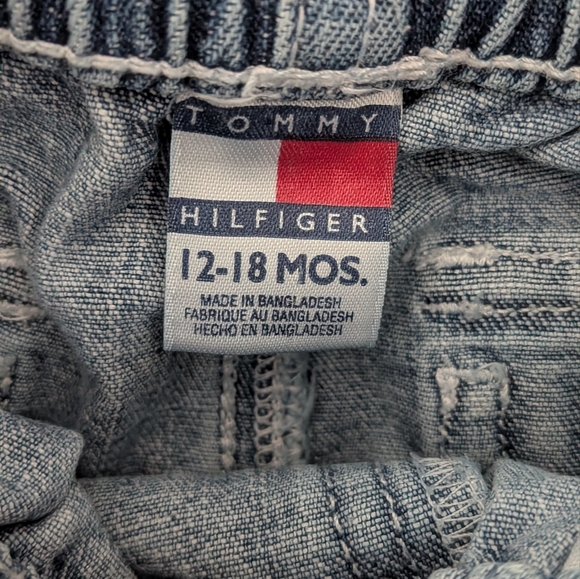 12M-18M - Y2K Tommy Hilfiger - Baby Light Blue Denim Cargo Jeans - Picture 4 of 8